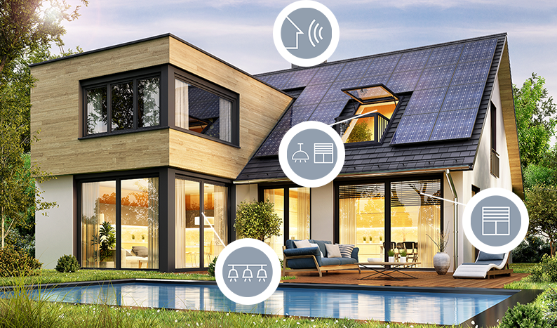 Home battery storage system saving solar electricity for night use