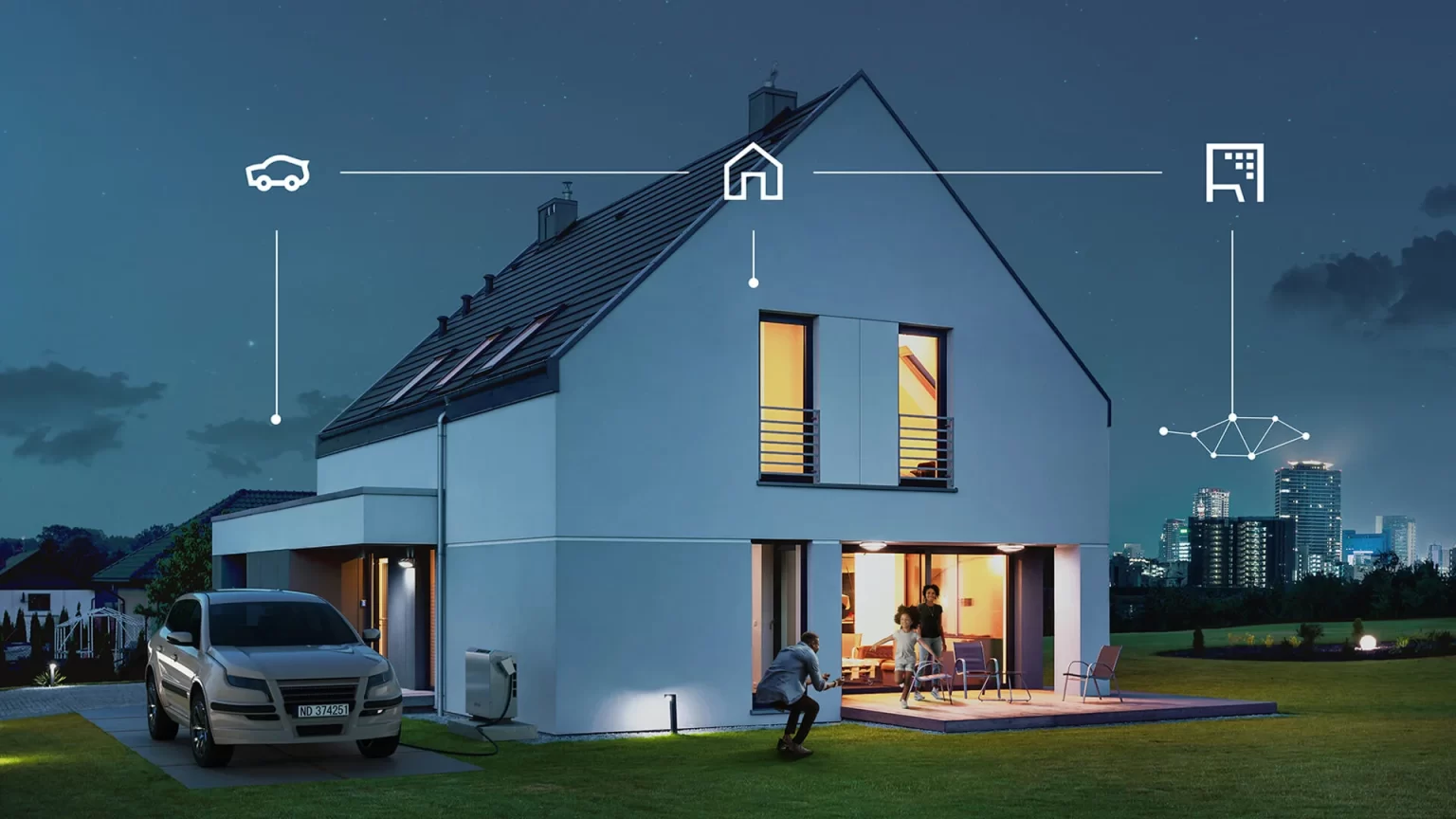 Solar inverter converting DC to AC electricity in a home solar power setup