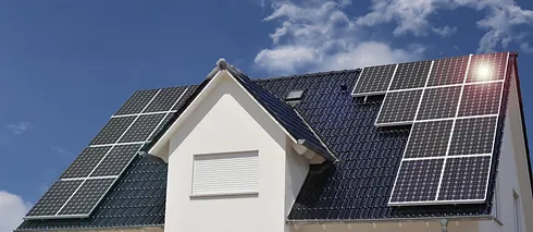 High-efficiency solar panels on a residential roof for optimal solar power utilization